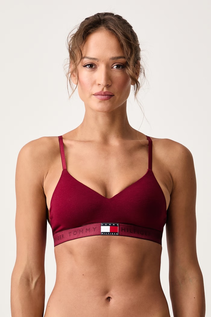 Tommy Hilfiger Biustonosz z bawełną bordowy UW0UW06673