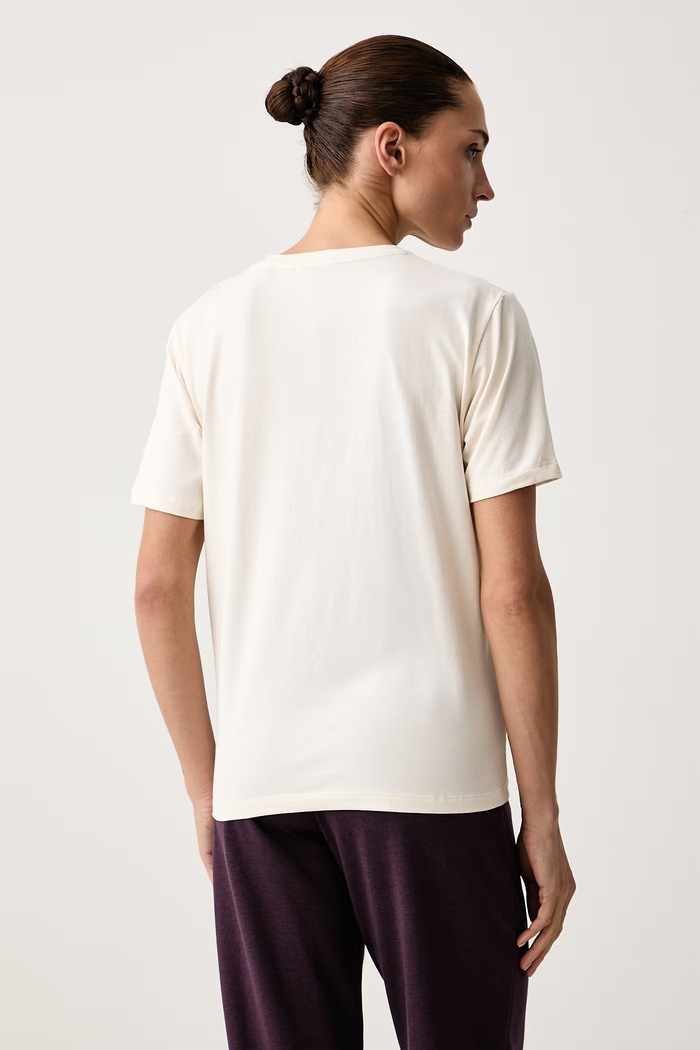 BOSS T-shirt piżamowy damski bawełniany z elastanem CI_T-Shirt XMAS 50579795 beżowy AW26