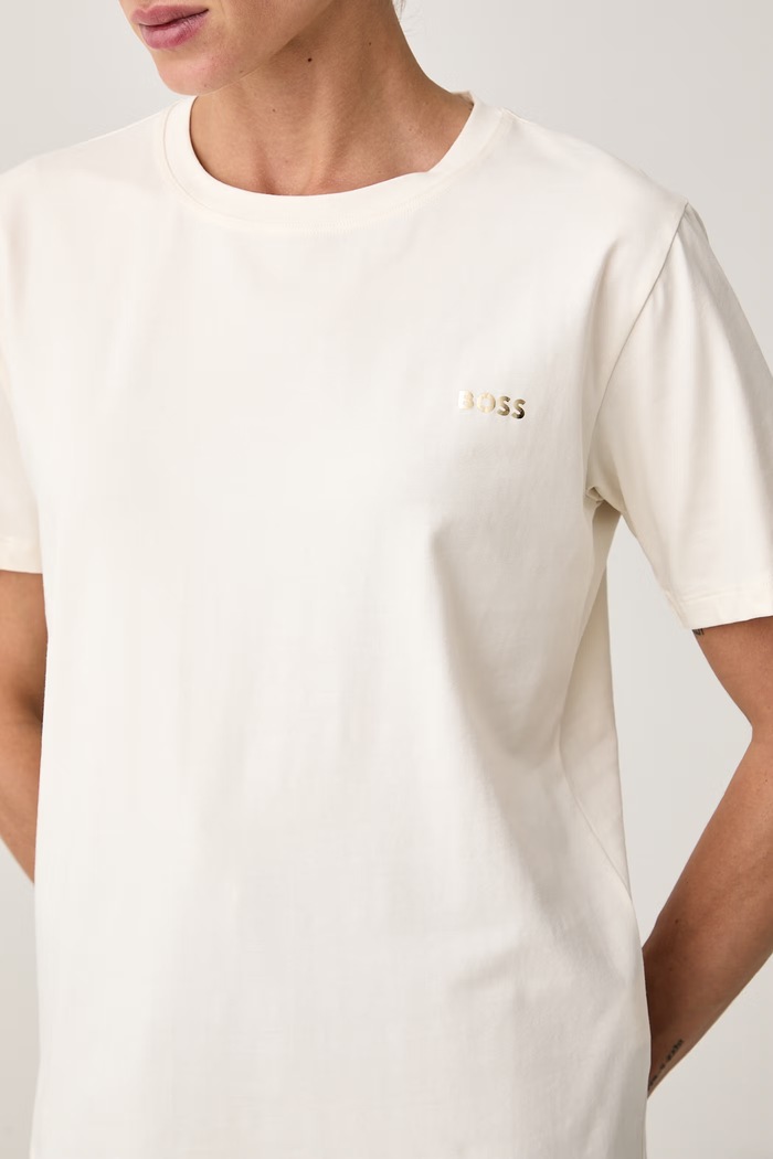 Odzież BOSS T-shirt piżamowy damski bawełniany z elastanem CI_T-Shirt XMAS 50579795 beżowy