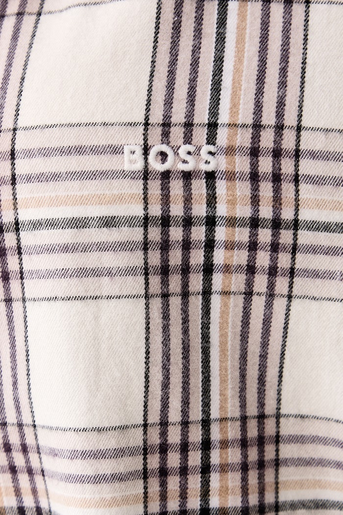 Koszula piżamowa damska z bawełną Holiday_Shirt BOSS beżowy 50571021