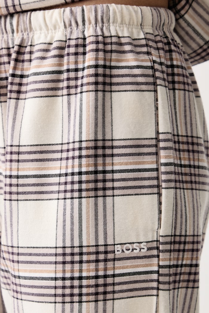 Spodnie piżamowe damskie z bawełną Holiday_Pants CW BOSS 50571015 beżowy