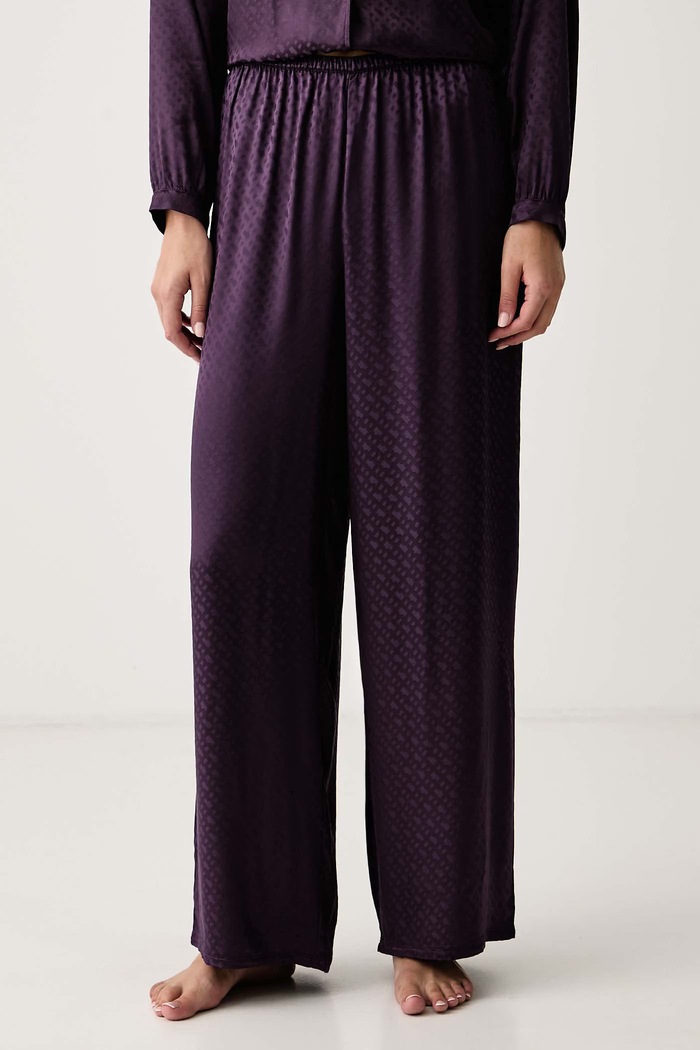 BOSS Spodnji del pižame ženski viskozen B Monogram_Pants TW vijolična 50570988
