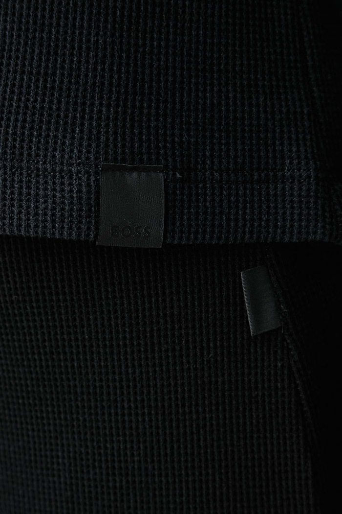 Zgornji del pižame z dolgimi rokavi ženski z modalom Cosy Waffle_LS-Shirt BOSS črna 50557175