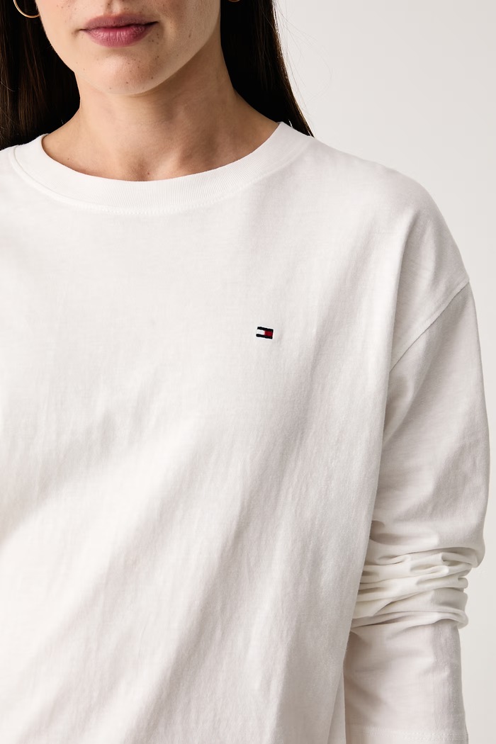 Longsleeve damski bawełniany Tommy Hilfiger UW0UW06593 biały