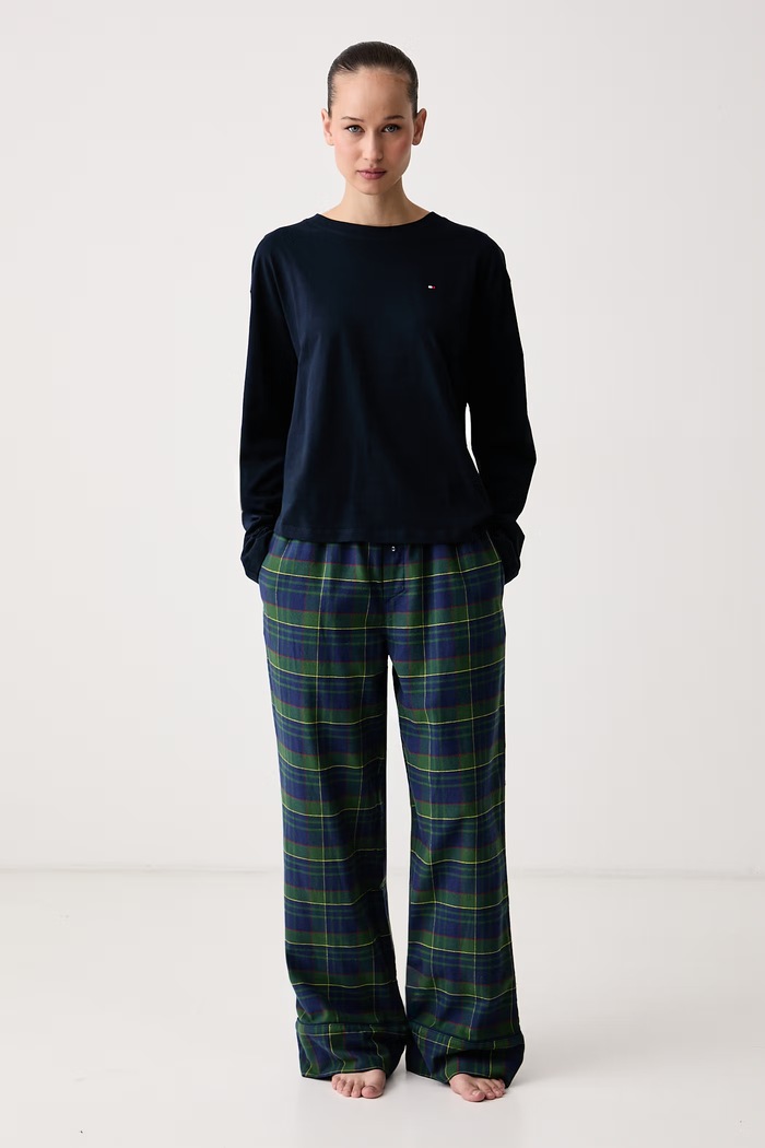 Tommy Hilfiger Majica dugih rukava ženska pamučna UW0UW06593 mornarsko plava AW26