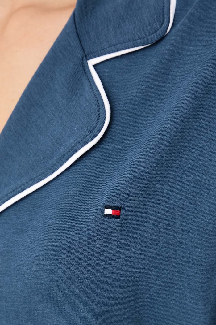Pižama ženska z bombažem Tommy Hilfiger modra UW0UW06690