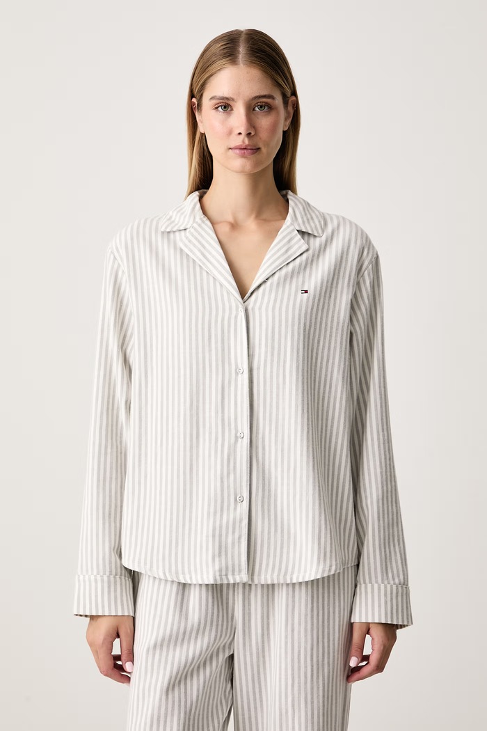 Ρούχα Tommy Hilfiger Πυτζάμες δύο τεμαχίων γυναικείες βαμβακερές UW0UW06604 γκρί