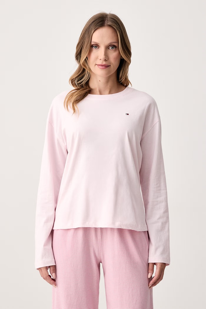 Tommy Hilfiger Piżama dwuczęściowa damska bawełniana UW0UW06600 różowy AW26