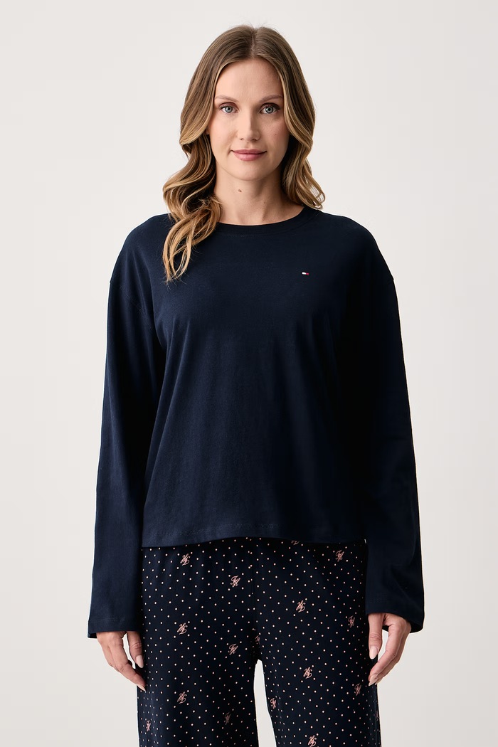 Tommy Hilfiger Piżama dwuczęściowa damska bawełniana UW0UW06600 granatowy AW26