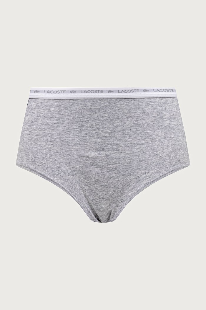 Majtki damskie bawełniane z elastanem 3-pack Lacoste 5F8881 szary