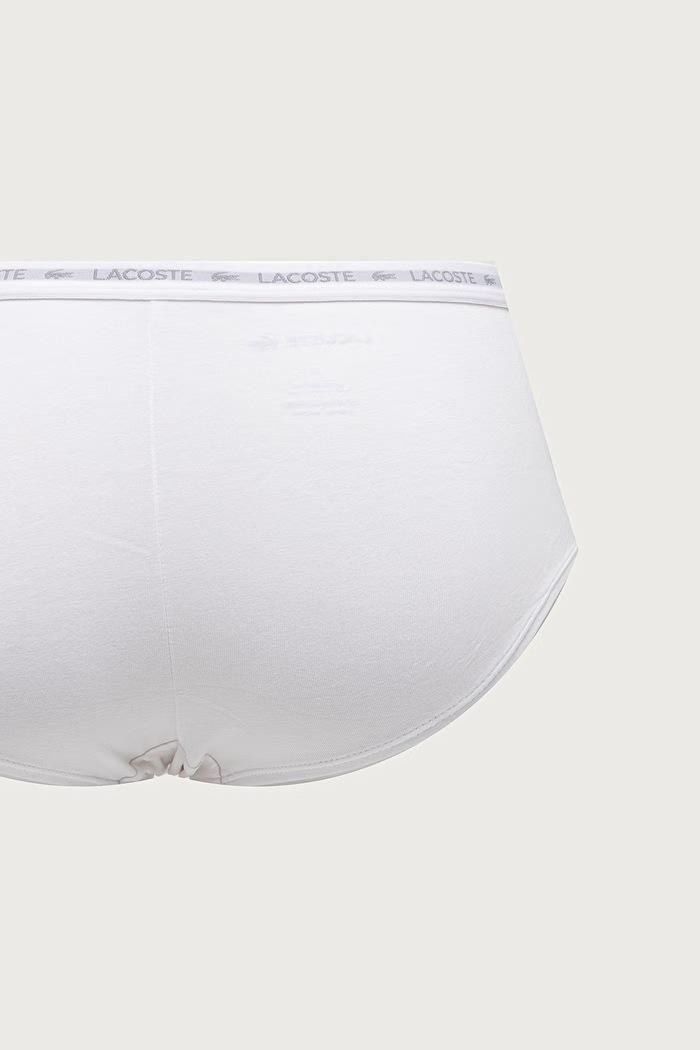 Majtki damskie bawełniane z elastanem 3-pack Lacoste szary 5F8881