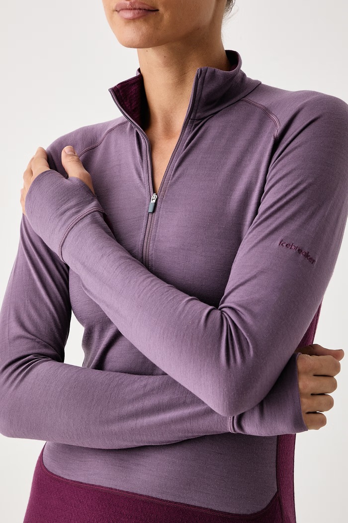 Longsleeve funkcyjny damski z wełny merino Merino ZoneKnit 200 Icebreaker IB0A57CK0O11 fioletowy