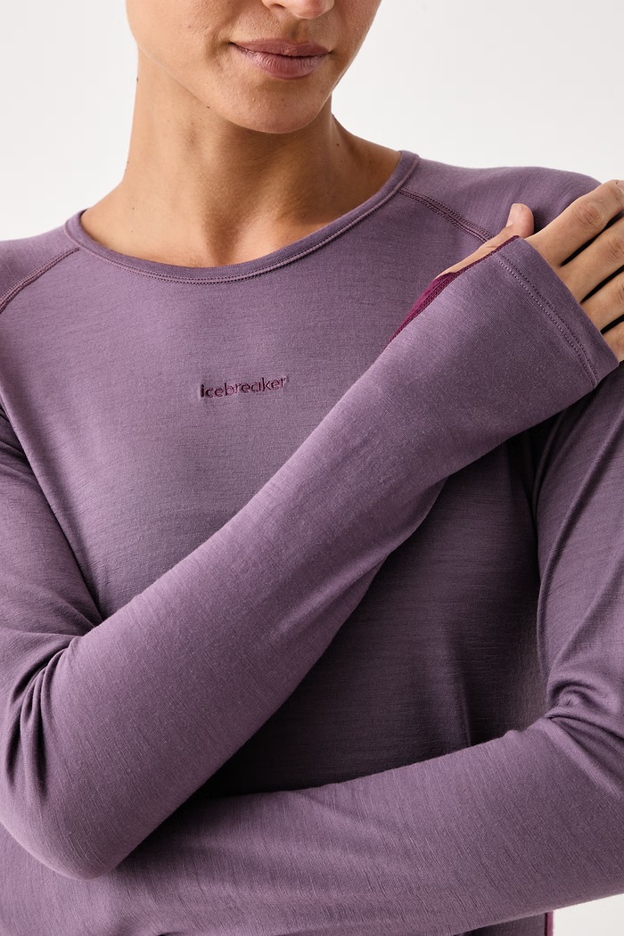 Longsleeve funkcyjny damski z wełny merino Merino ZoneKnit 200 Icebreaker IB0A579P0O11 fioletowy