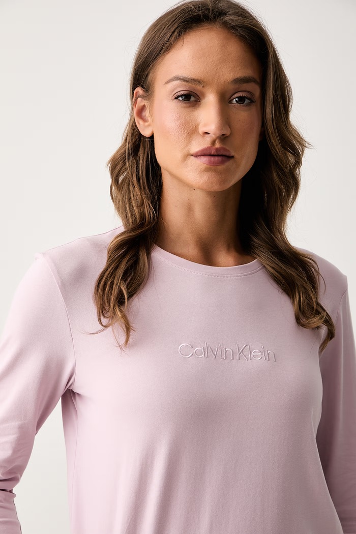 Calvin Klein Underwear πυτζάμες δύο τεμαχίων γυναικείες με βαμβάκι LV00QS7638 ροζ
