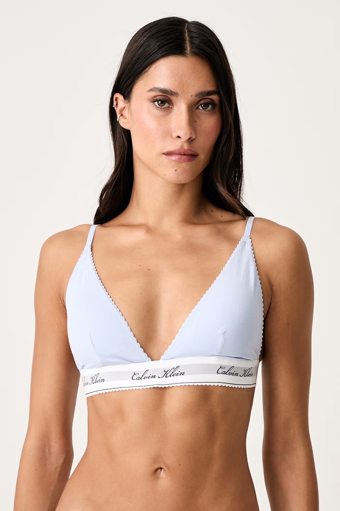 Calvin Klein Underwear Sutien triunghi cu bumbac albastru LV00QF9068