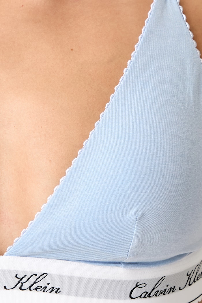 Trojuholníková podprsenka s bavlnou Calvin Klein Underwear LV00QF9068 modrá