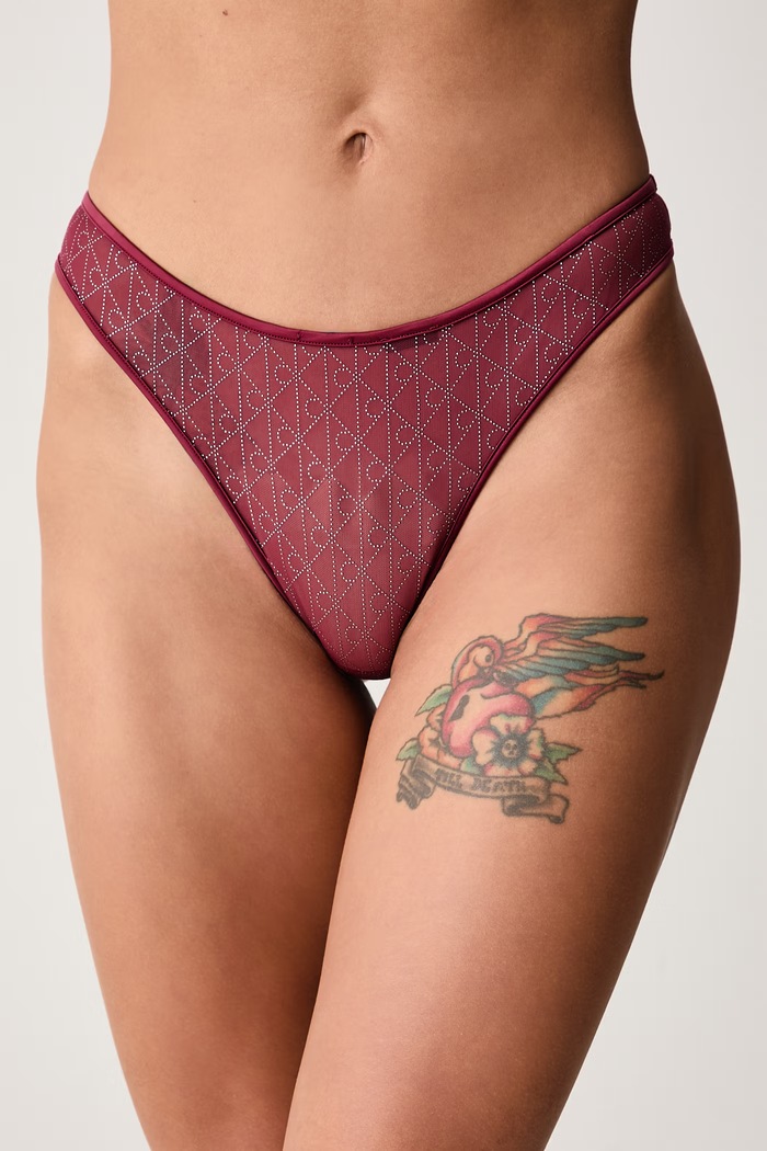 Calvin Klein Underwear Stringi damskie bordowy LV00QF9067