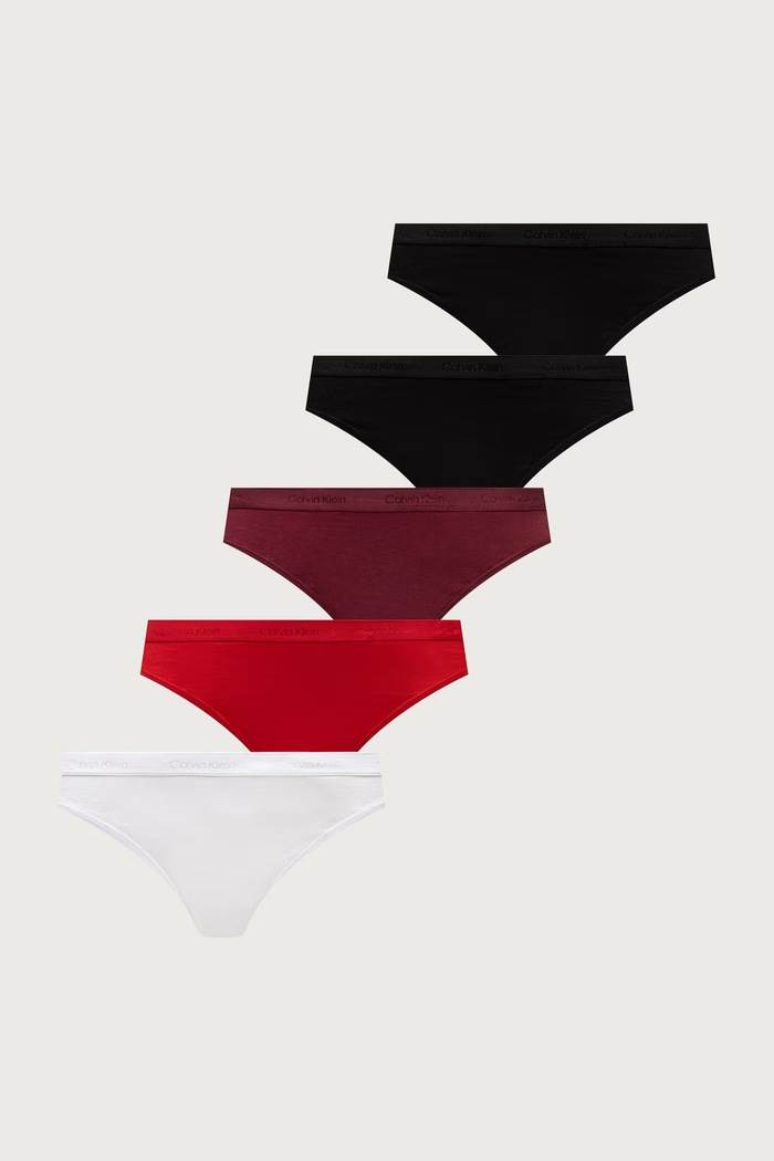 Calvin Klein Underwear Stringi damskie bawełniane z elastanem 5-pack czerwony LV00QD5432