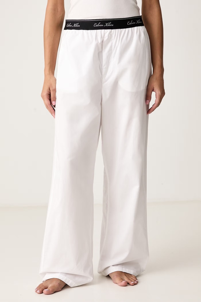 Calvin Klein Underwear Παντελόνι πιτζάμας γυναικείο βαμβακερό λευκό LV00QS7679