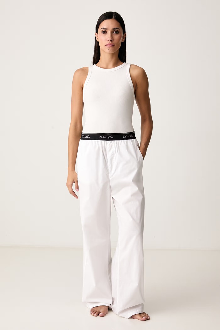 Calvin Klein Underwear Παντελόνι πιτζάμας γυναικείο βαμβακερό LV00QS7679 λευκό AW26