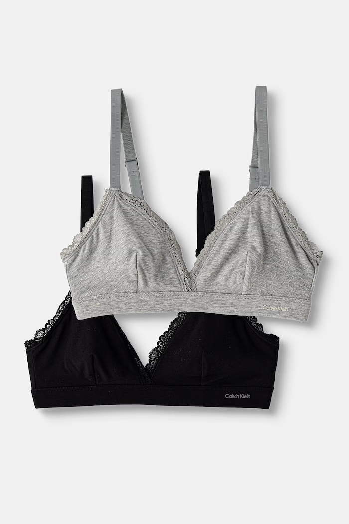 Calvin Klein Underwear biustonosz trójkątny bawełniany z elastanem 2-pack szary LV00QF9124