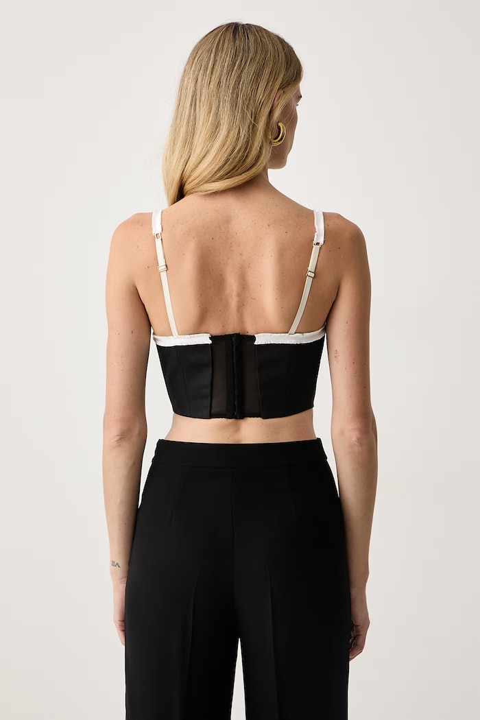 Odzież Elisabetta Franchi Top damski lniany RG00967E2 czarny