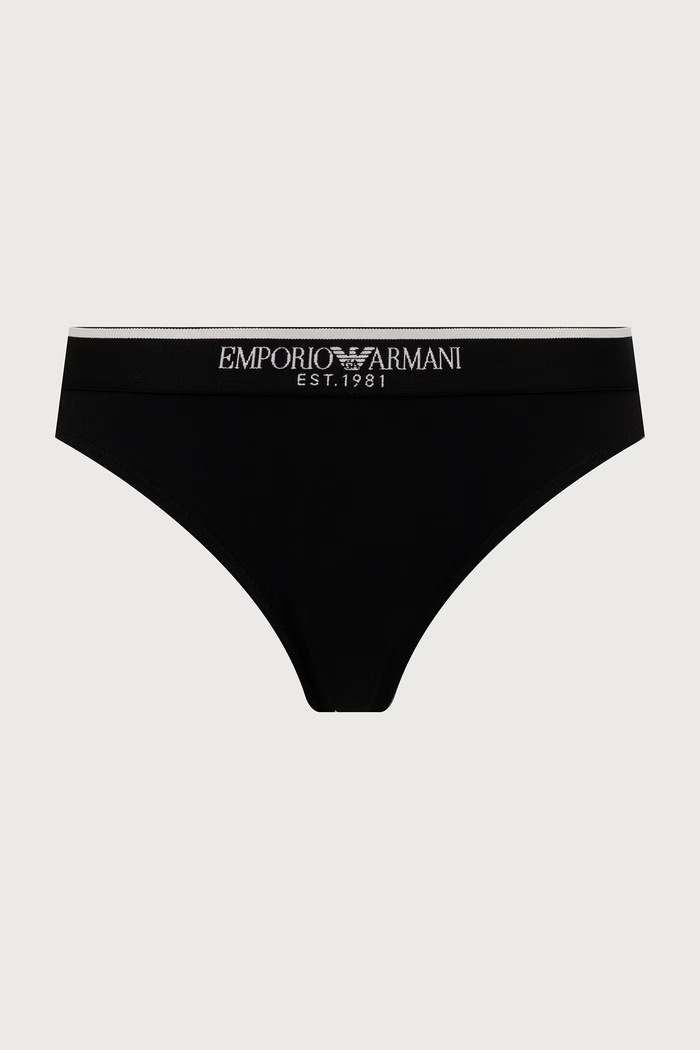 Emporio Armani Underwear Stringi damskie bawełniane z elastanem 2-pack EW005197.AF27298 czarny AW26
