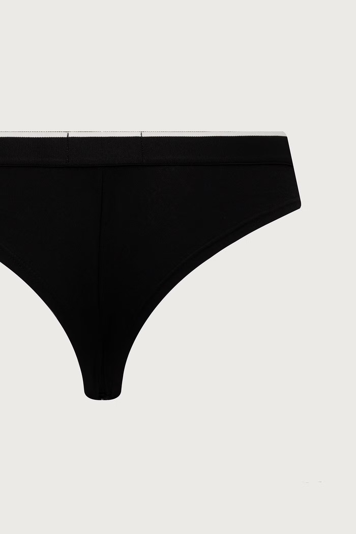 Odzież Emporio Armani Underwear Stringi damskie bawełniane z elastanem 2-pack EW005197.AF27298 czarny