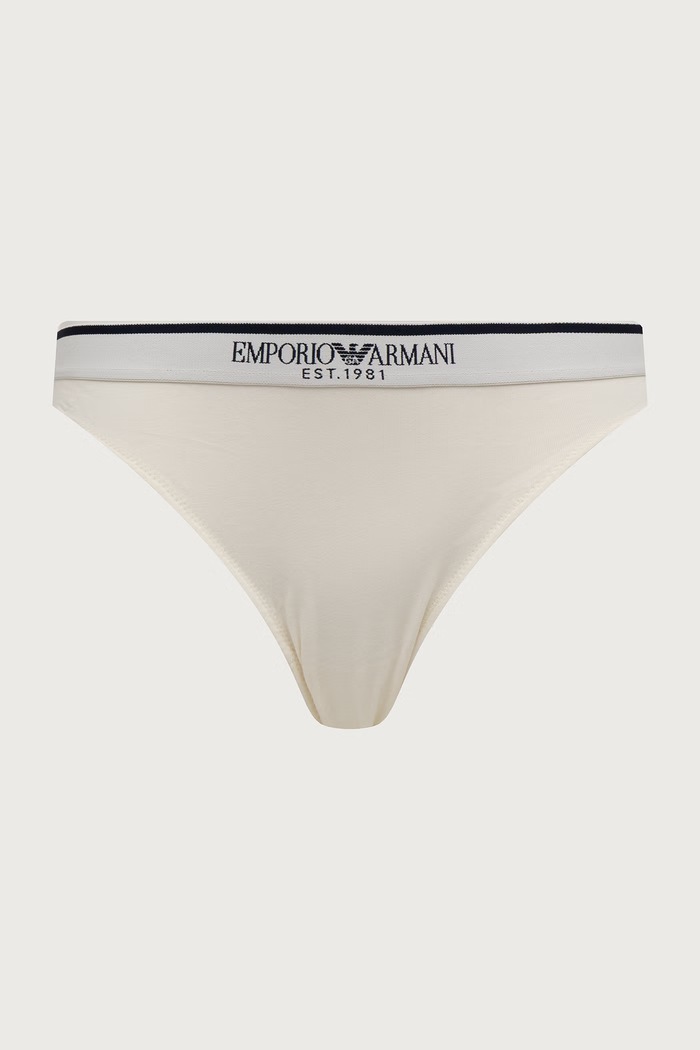 Emporio Armani Underwear Figi damskie bawełniane z elastanem 2-pack EW005195.AF27298 beżowy AW26