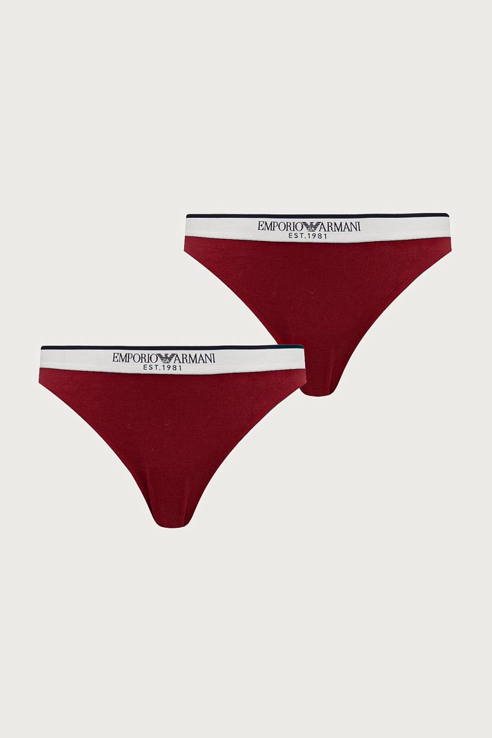 Emporio Armani Underwear Figi damskie bawełniane z elastanem 2-pack czerwony EW005195.AF27298