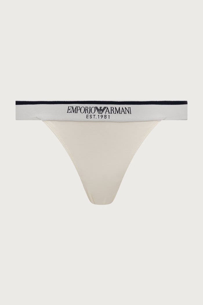 Emporio Armani Underwear Stringi damskie bawełniane z elastanem 2-pack EW000405.AF27298 beżowy AW26