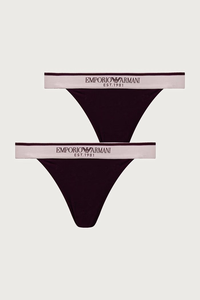 Emporio Armani Underwear Stringi damskie bawełniane z elastanem 2-pack fioletowy EW000405.AF27298