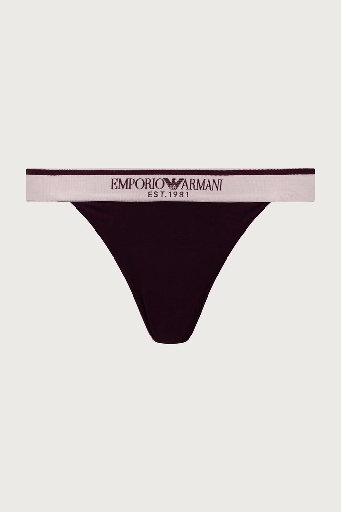 Emporio Armani Underwear Stringi damskie bawełniane z elastanem 2-pack EW000405.AF27298 fioletowy AW26