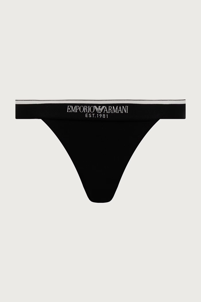 Emporio Armani Underwear Stringi damskie bawełniane z elastanem 2-pack EW000405.AF27298 czarny AW26