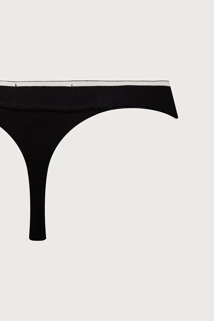 Odzież Emporio Armani Underwear Stringi damskie bawełniane z elastanem 2-pack EW000405.AF27298 czarny