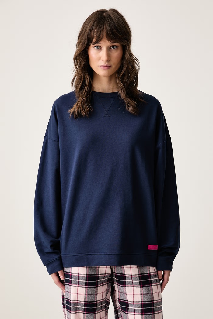 United Colors of Benetton Dvodelna pižama ženska bombažna z elastanom 3QZL3P04N mornarsko modra AW26