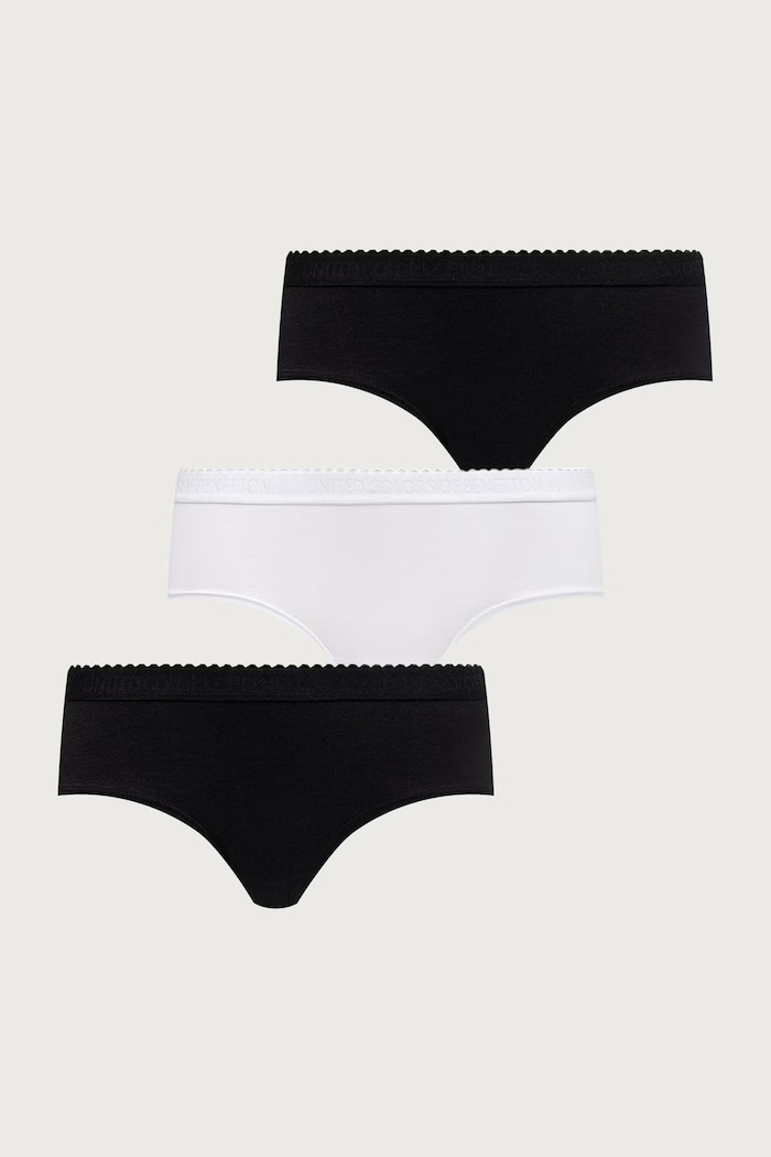 United Colors of Benetton Majtki damskie bawełniane z elastanem 3-pack czarny 3G681S033