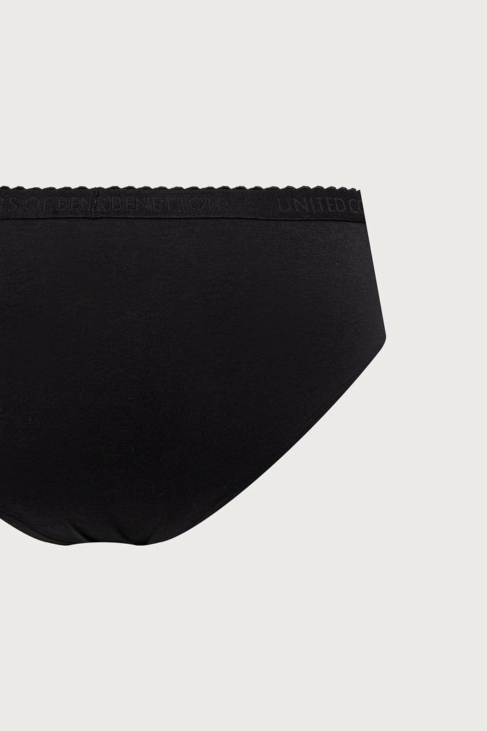 Majtki damskie bawełniane z elastanem 3-pack United Colors of Benetton 3G681S033 czarny