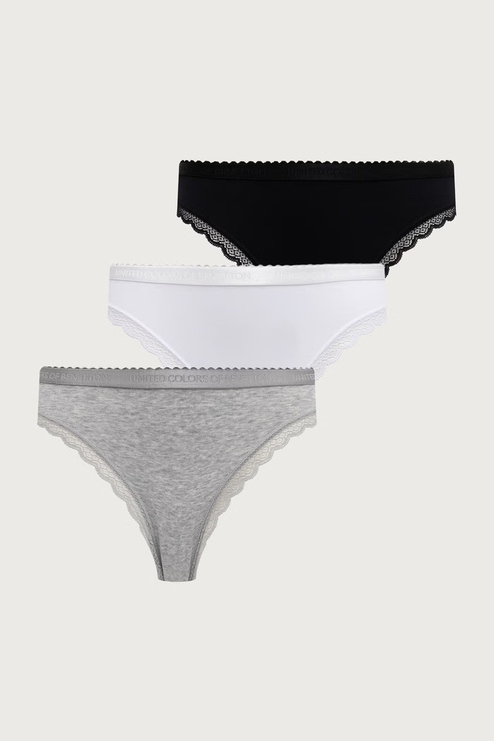 United Colors of Benetton Majtki damskie z bawełną 3-pack szary 3XCM1S034