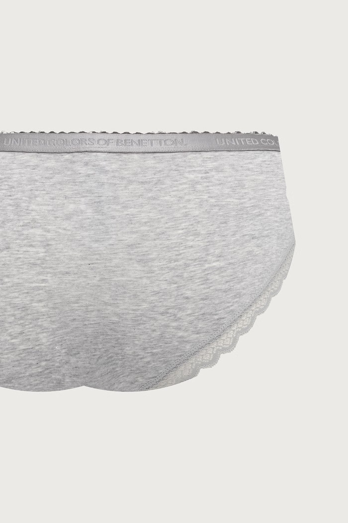 Majtki damskie z bawełną 3-pack United Colors of Benetton szary 3XCM1S034