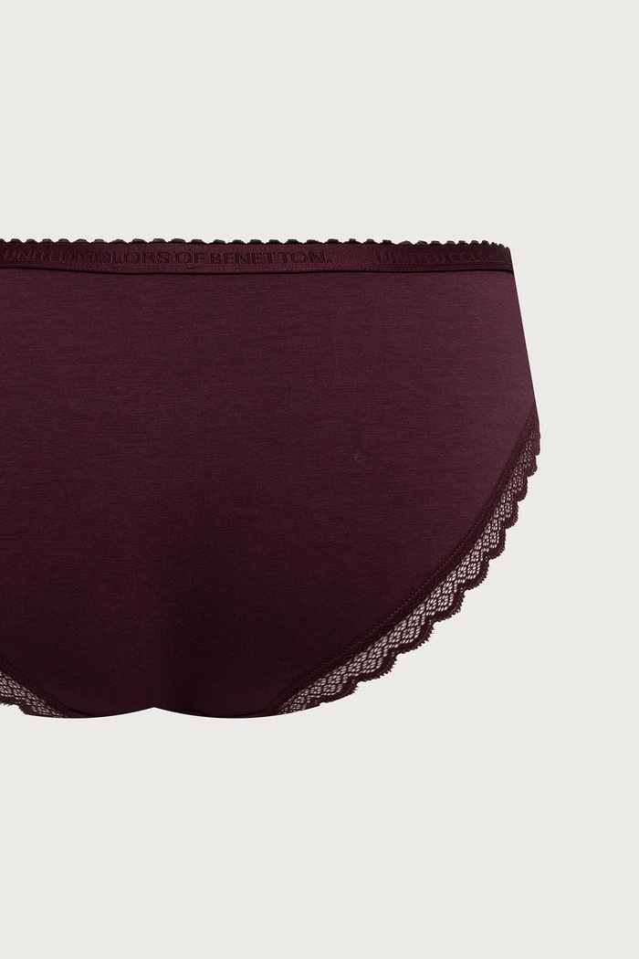 Majtki damskie z bawełną 3-pack United Colors of Benetton bordowy 3XCM1S034