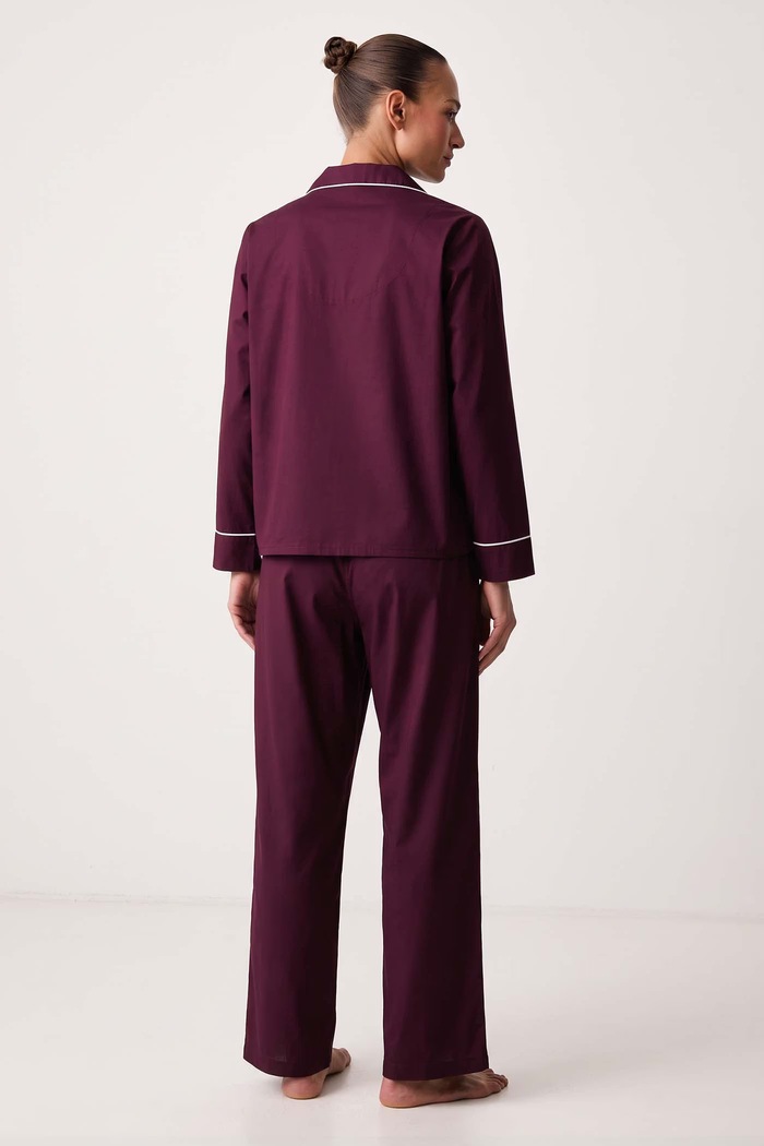 United Colors of Benetton Dvoudílné pyžamo dámské bavlněné 47QP3P015 burgundské AW26