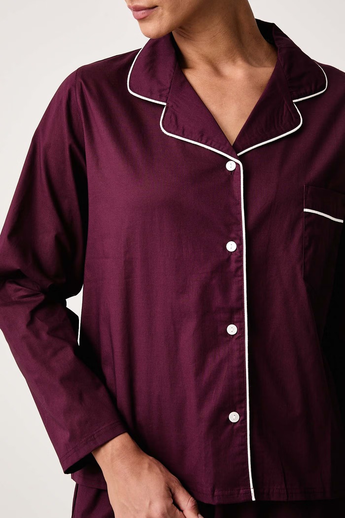 Dvoudílné pyžamo dámské bavlněné United Colors of Benetton burgundské 47QP3P015