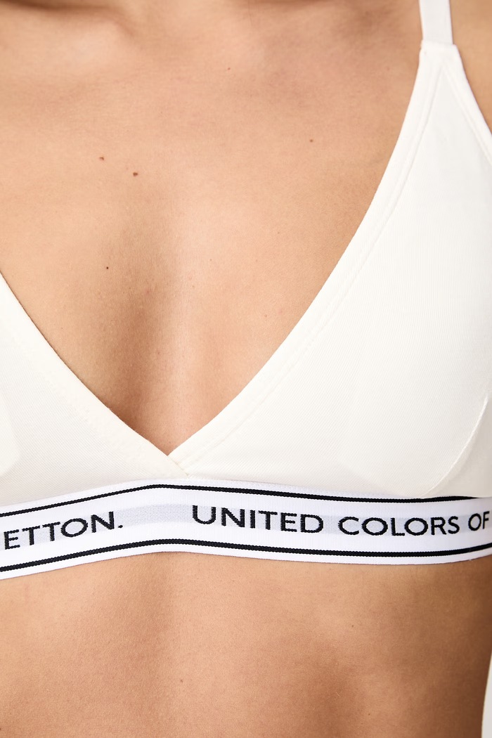 Odzież United Colors of Benetton Biustonosz trójkątny z bawełną 3G681R02H beżowy