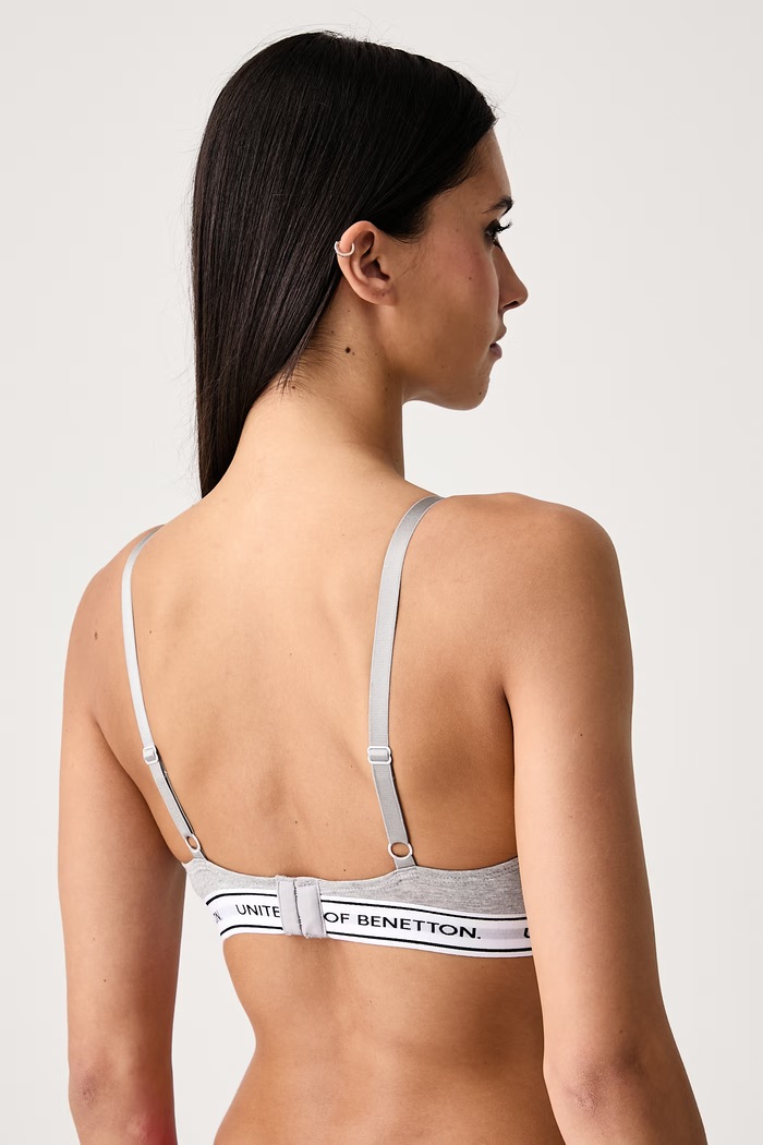 United Colors of Benetton Τριγωνικό σουτιέν με βαμβάκι 3G681R02H γκρί AW26