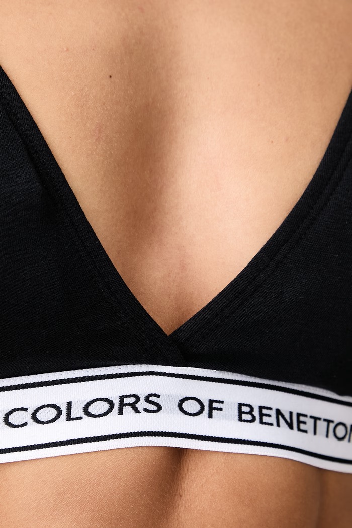 Ρούχα United Colors of Benetton Τριγωνικό σουτιέν με βαμβάκι 3G681R02H μαύρο