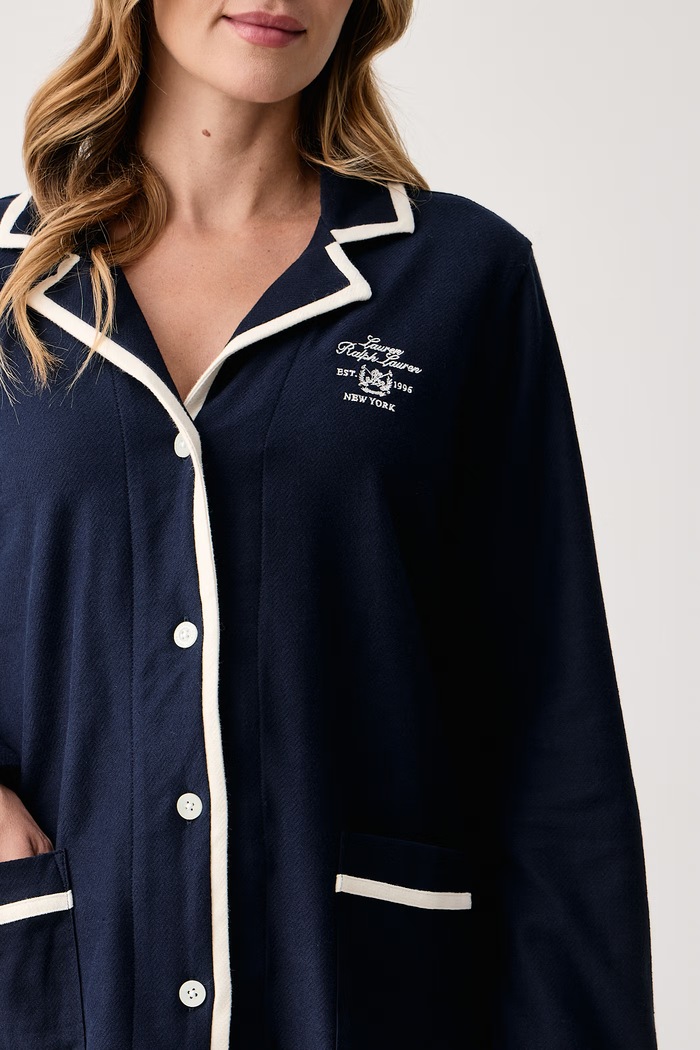 Piżama dwuczęściowa damska bawełniana Lauren Ralph Lauren granatowy ILN92568