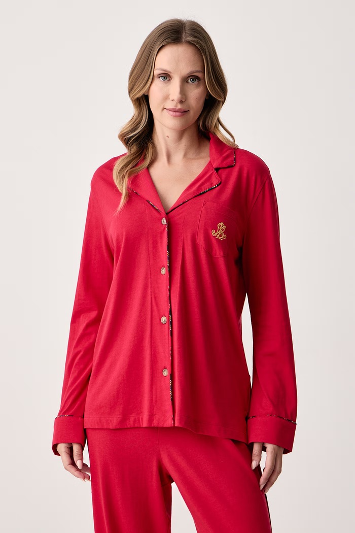 Lauren Ralph Lauren Piżama dwuczęściowa damska z bawełną ILN92561F czerwony AW26