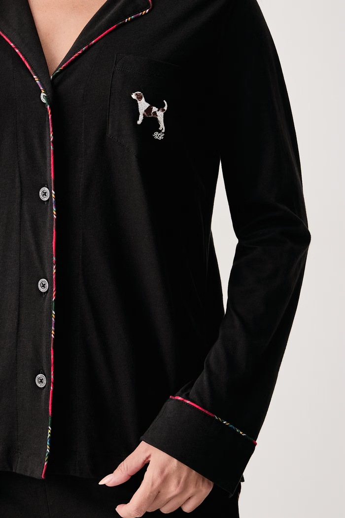 Piżama dwuczęściowa damska z bawełną Lauren Ralph Lauren czarny ILN92561F