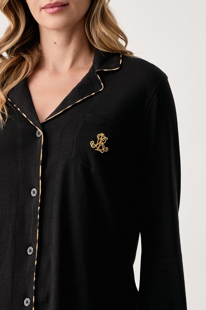 Piżama dwuczęściowa damska z bawełną Lauren Ralph Lauren czarny ILN92561F